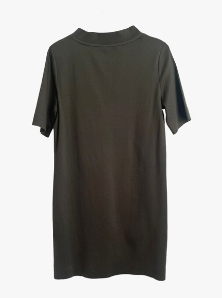 COS Shift Shirt Dress Mock Neck Olive Green Grunge Minimalist Size XS - Picture 2 of 7